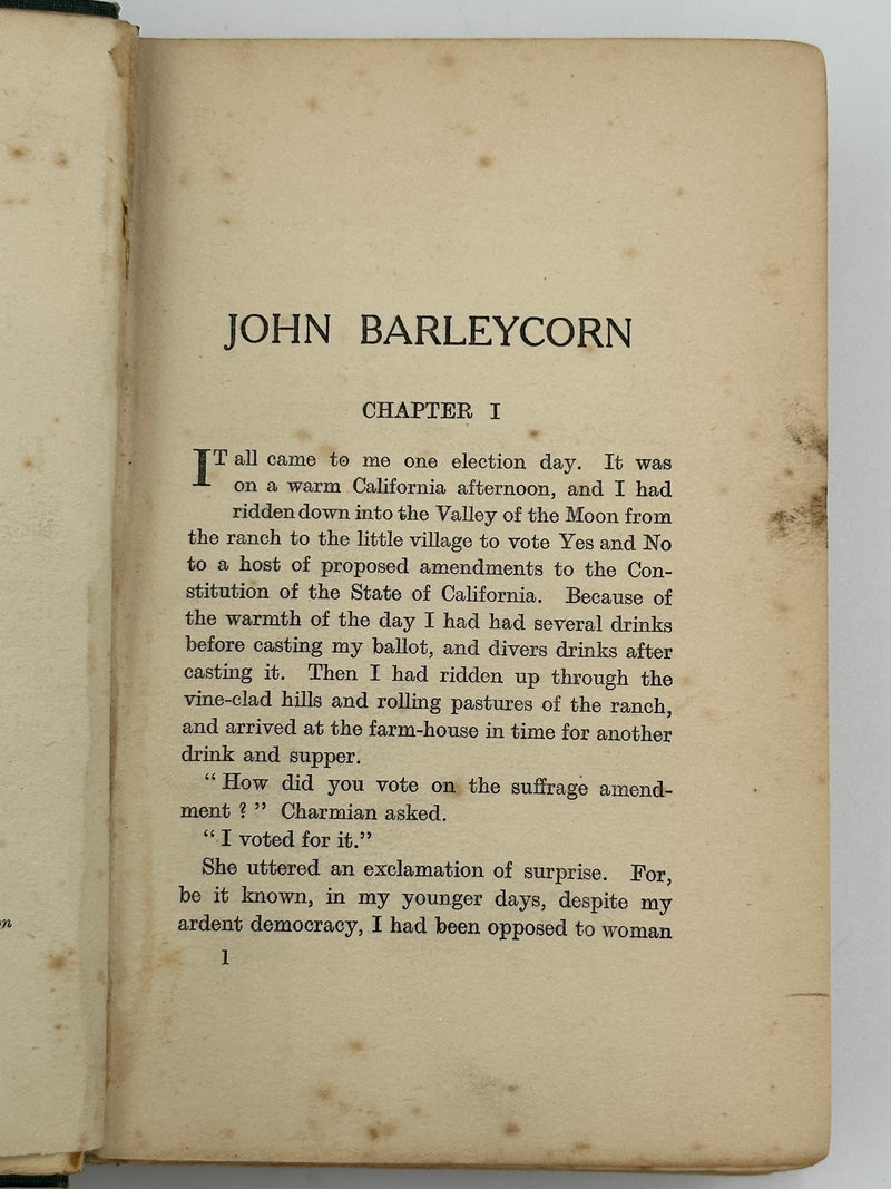 John Barleycorn by Jack London - First London Printing - 1914 Recovery Collectibles