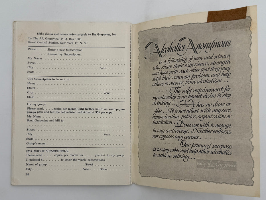 AA Grapevine from August 1958 - Let’s Make Practical and Spiritual Sense by Bill