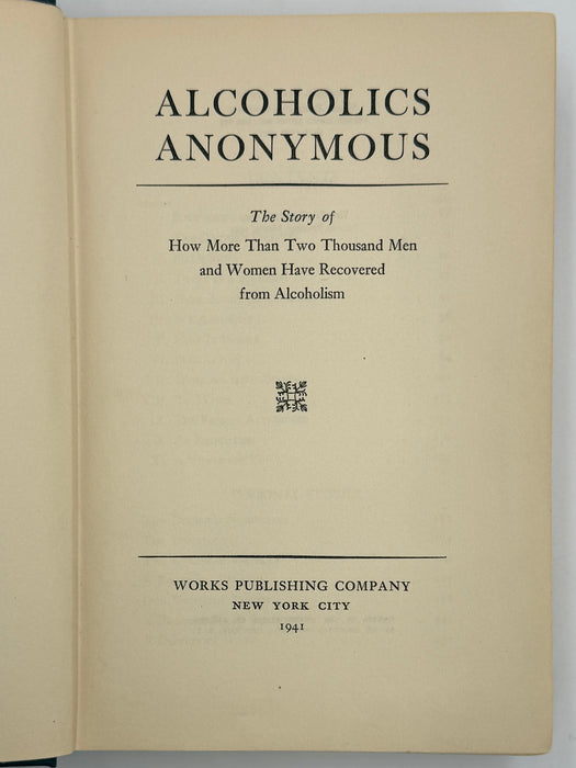 Alcoholics Anonymous Big Book First Edition 2nd Printing from 1941