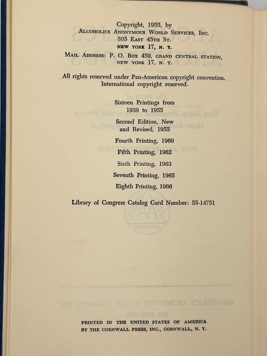 Alcoholics Anonymous Second Edition 8th Printing from 1966 - ODJ