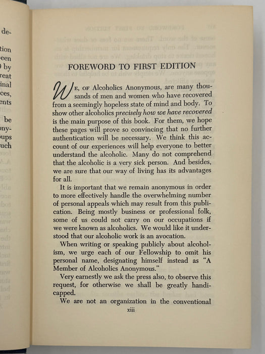 First Issue with Original White Band - Alcoholics Anonymous Second Edition First Printing from 1955 with ODJ