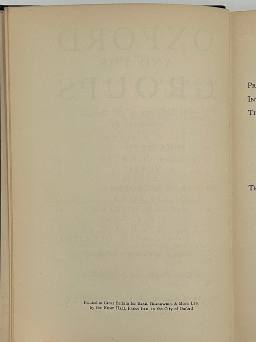 Oxford and the Groups: The Influence of the Groups Considered by Rev. G. F. Allen et al. - 1934