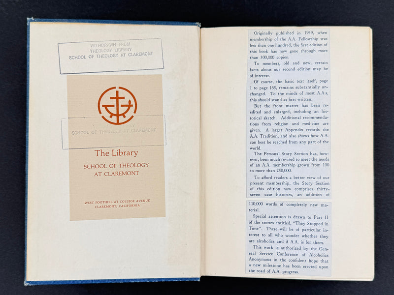 Alcoholics Anonymous — Second Edition, Third Printing (1959) — Reproduction Dust Jacket