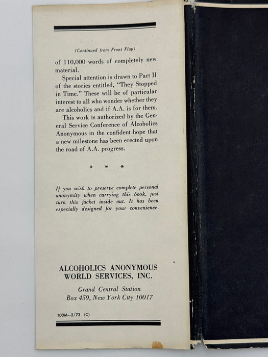 Alcoholics Anonymous Second Edition Big Book 14th Printing from 1973 - ODJ