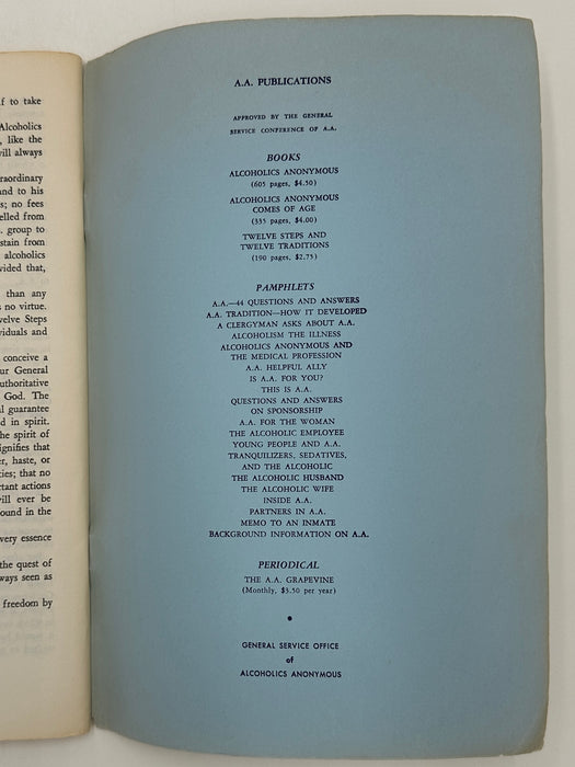 Twelve Concepts for World Service by Bill W. - First Printing from 1962 West Coast Collection