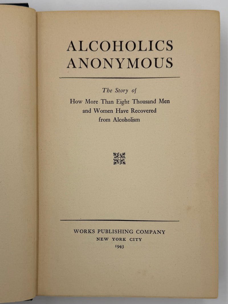 Alcoholics Anonymous First Edition 4th Printing Big Book 1943 - Blue - RDJ