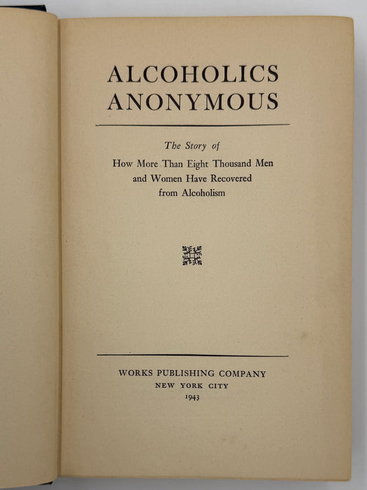 Alcoholics Anonymous First Edition 4th Printing Big Book 1943 - Blue - RDJ