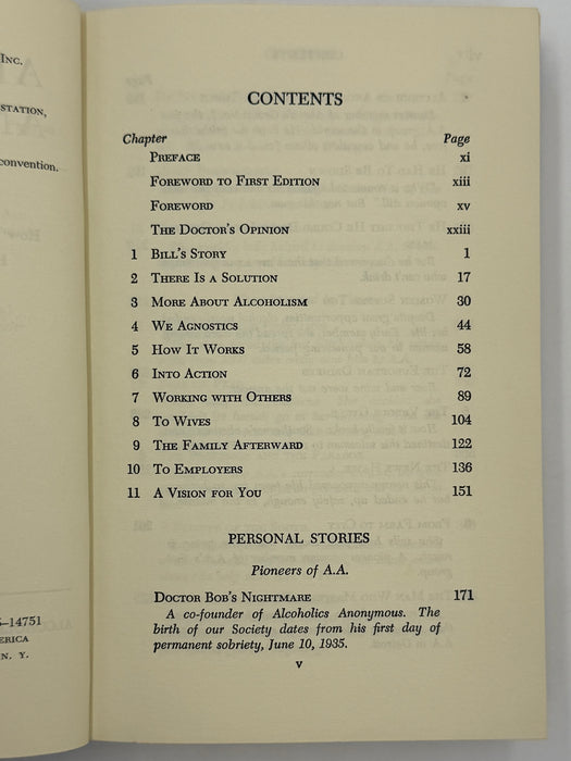 Alcoholics Anonymous Second Edition Big Book 11th Printing with ODJ