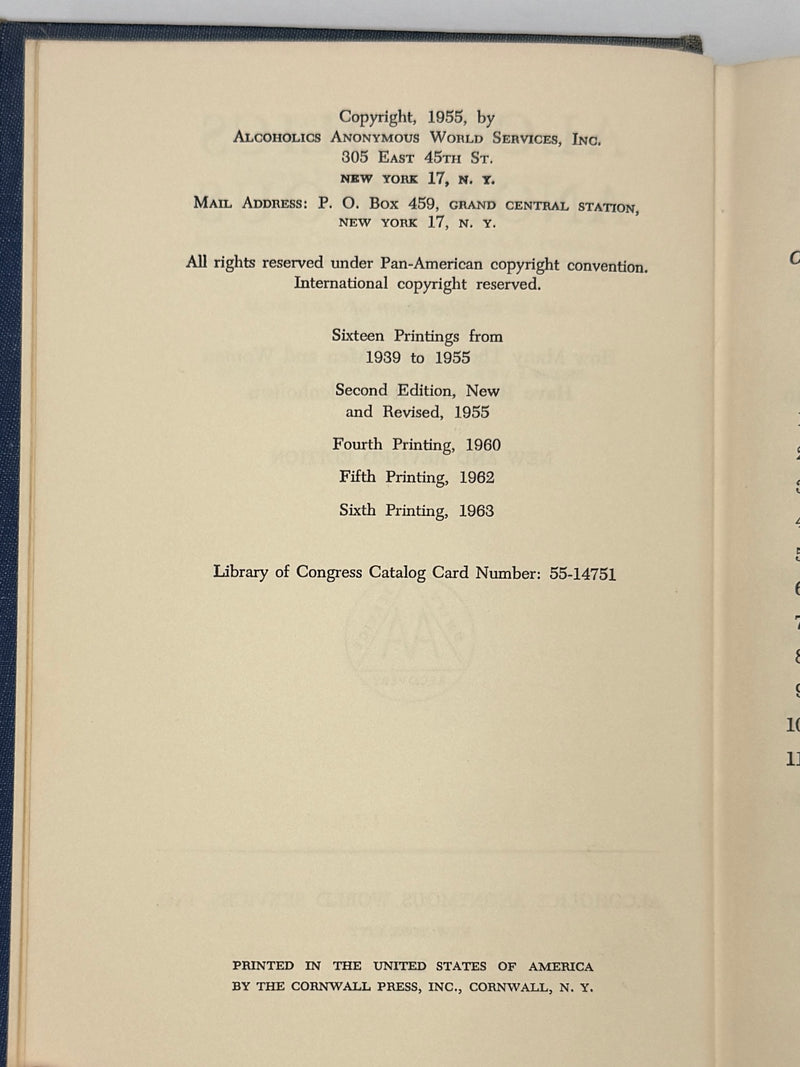 Alcoholics Anonymous — Second Edition, Sixth Printing (1963) — Reproduction Dust Jacket
