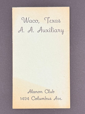 Waco, Texas A.A. Auxiliary — Early Family Recovery & Twelve Step Pamphlet — Alanon Club