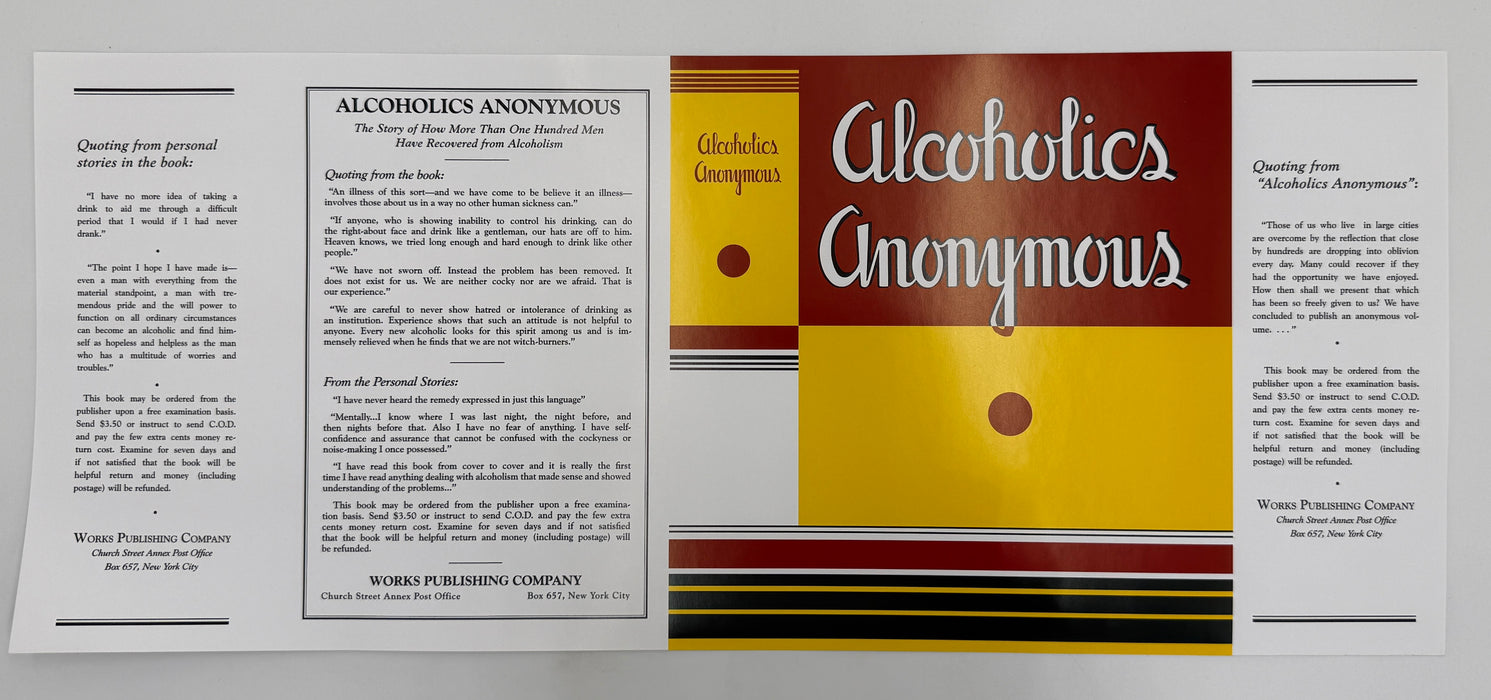 Signed by Nell Wing - Alcoholics Anonymous — First Edition, First Printing (1939) | Reproduction Dust Jacket