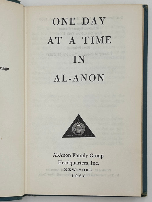 One Day At A Time In Al-Anon - First Printing from 1968