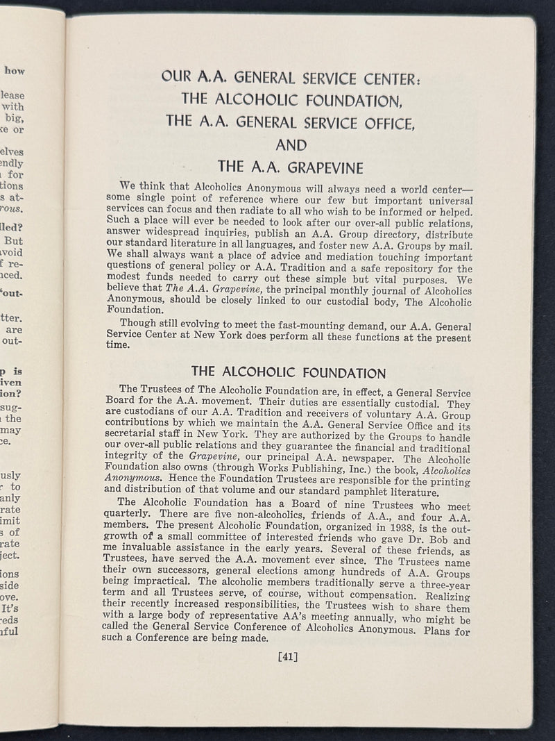 A.A. Tradition: “Our Experience Has Taught Us…”  Works Publishing, Inc. · 1947 · First Printing