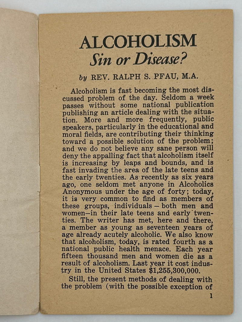 Alcoholism: Sin or Disease? by Rev. Ralph S. Pfau (Father John Doe)