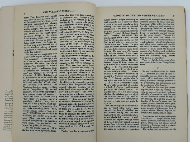 The Atlantic Monthly – July 1934 – Featuring “‘Apostle to the Twentieth Century’: Frank N. D. Buchman