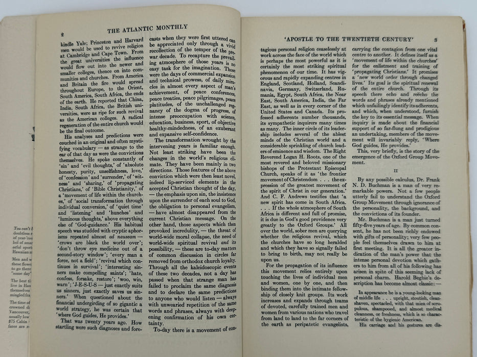 The Atlantic Monthly from July 1934 - 'APOSTLE TO THE TWENTIETH CENTURY' - Buchman