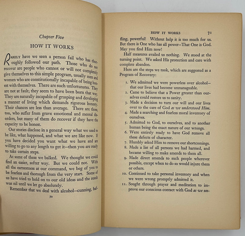 Alcoholics Anonymous First Edition First Printing from 1939