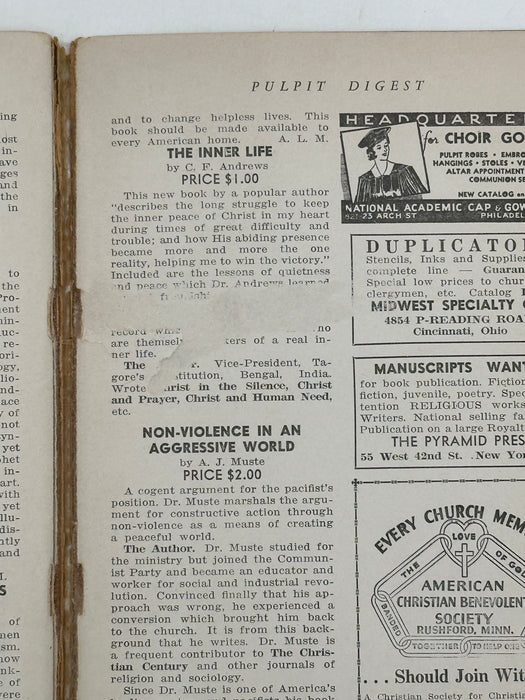 The Pulpit Digest from June 1940 includes Alcoholics Anonymous book advertisement