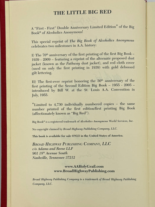 The Little Big Red - Alcoholics Anonymous Double Anniversary Limited Edition