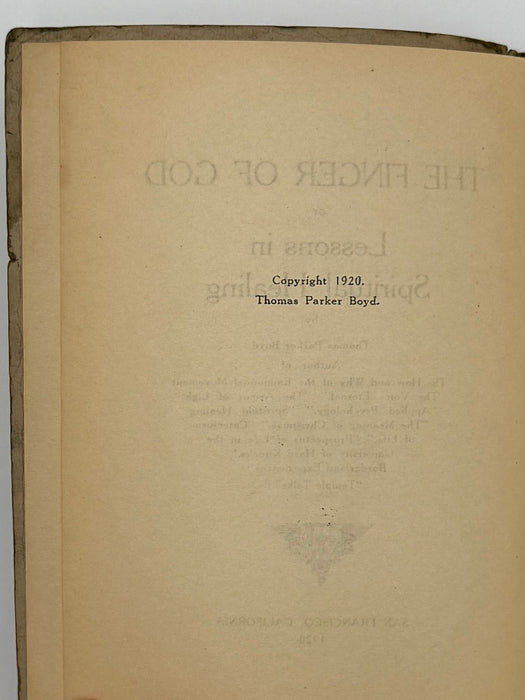 The Finger of God by Thomas Parker Boyd — 1920