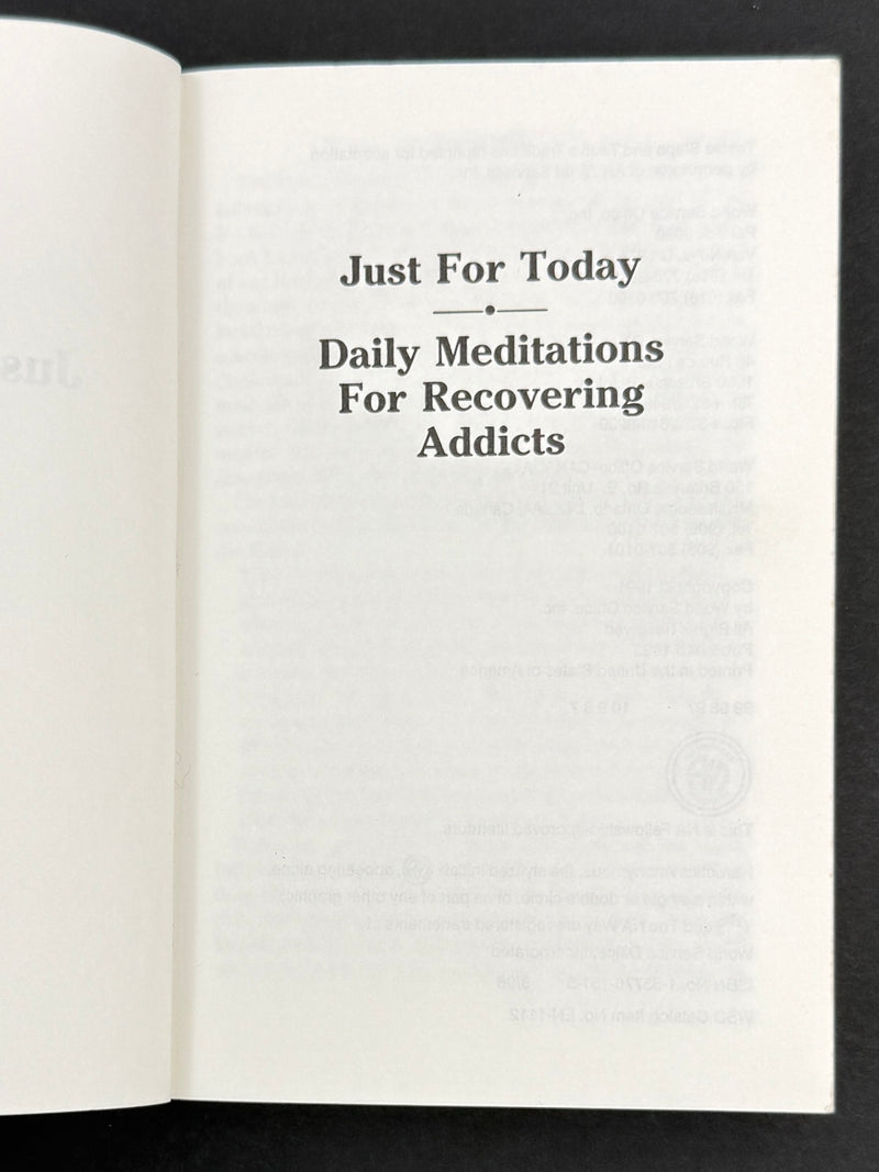 Just for Today — Daily Meditations for Recovering Addicts — Narcotics Anonymous — 1996 Printing