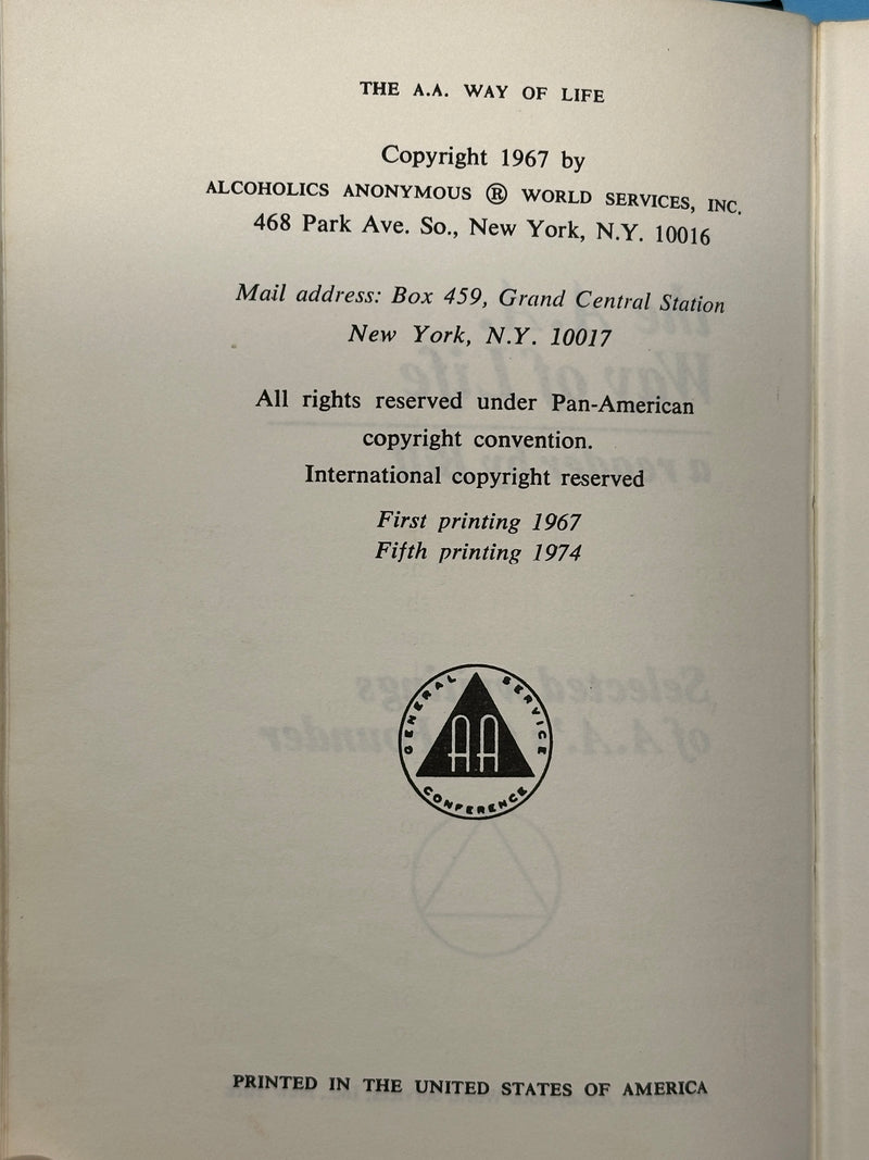 Rare Black Cover - The AA Way of Life: As Bill Sees It - 5th Printing 1974 Recovery Collectibles