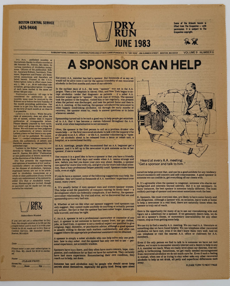 Dry Run Newsletter – June 1983 (Boston Central Service)