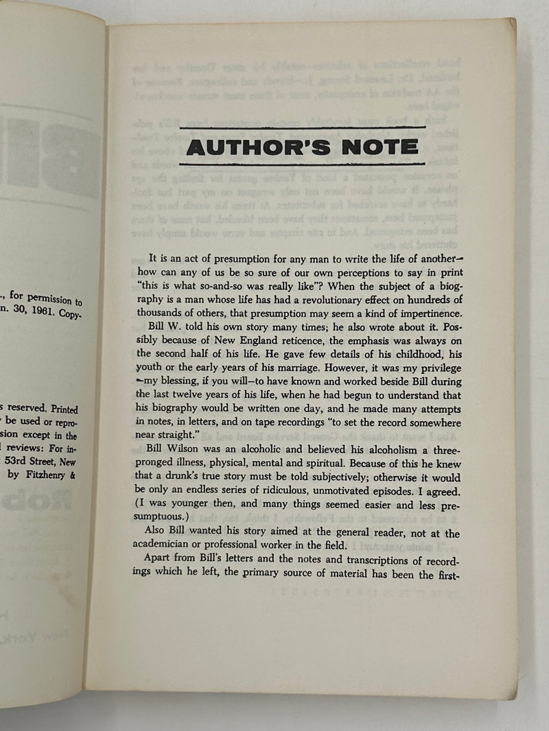 Uncorrected Proof of Bill W. by Robert Thomsen - from 1975 (Copy) Recovery Collectibles