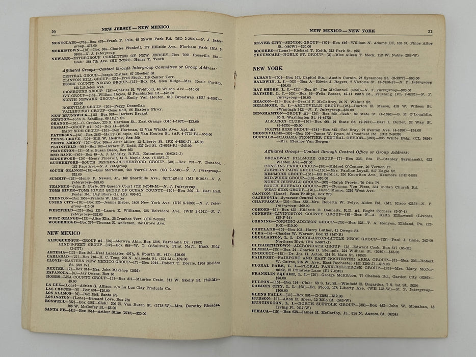List of AA Groups as of August 1947 Booklet West Coast Collection