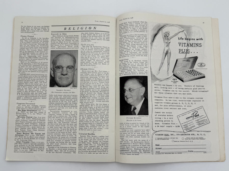 Time Magazine from August 1938 - Buchman