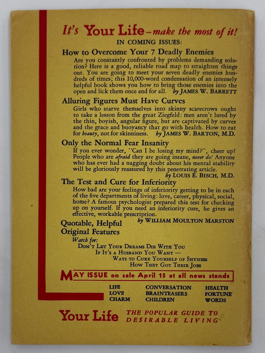 Your Life: The Popular Guide to Desirable Living — April 1940 Featuring “A Miracle Cure for Drinkers” by William Moulton Marston