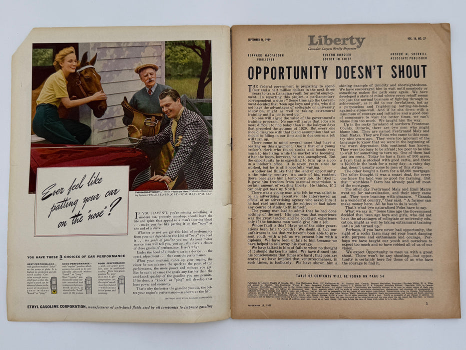 Canadian issue of the Liberty Magazine from September 1939 - Alcoholics and God article