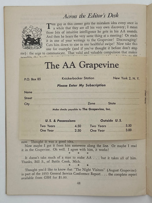 AA Grapevine from September 1955 - The Pink Cloud and Afternoon by Harry Tiebout