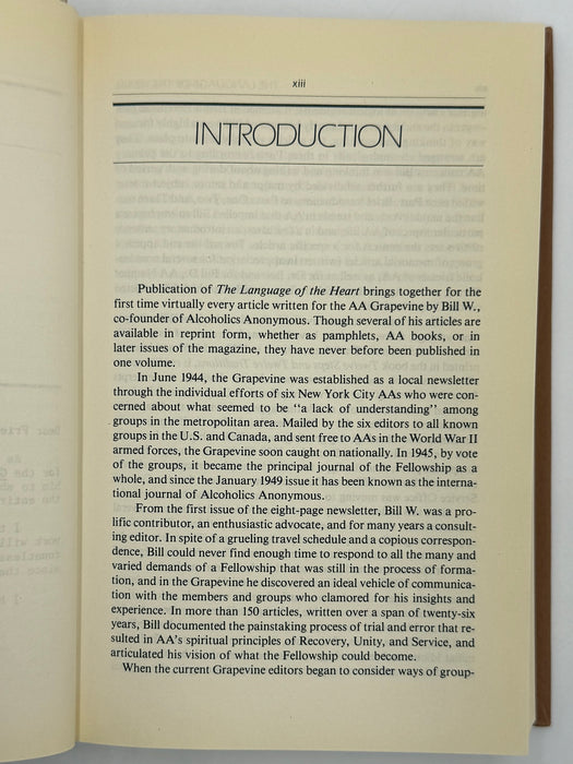 The Language of the Heart: Bill W.’s Grapevine Writings - 3rd Printing 1990 - ODJ
