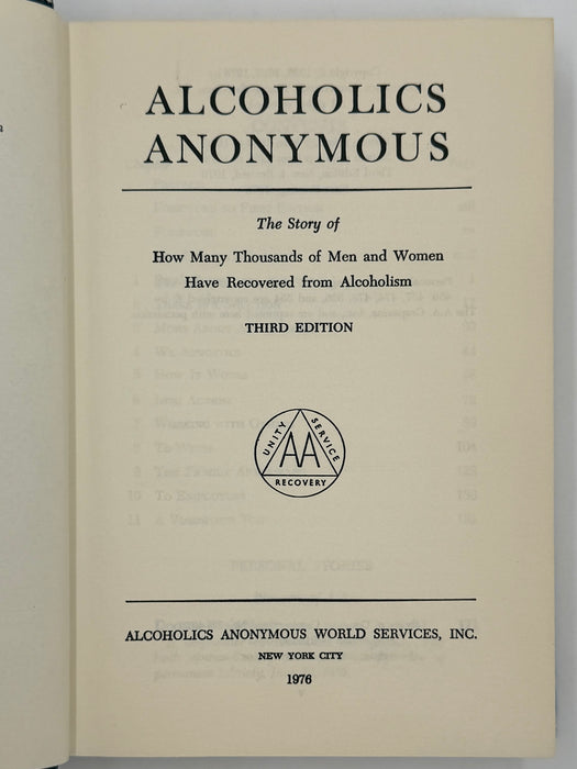 1976 Alcoholics Anonymous Big Book – Third Edition, First Printing – (ODJ)