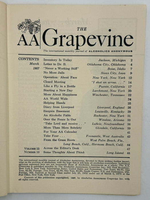 AA Grapevine from March 1957