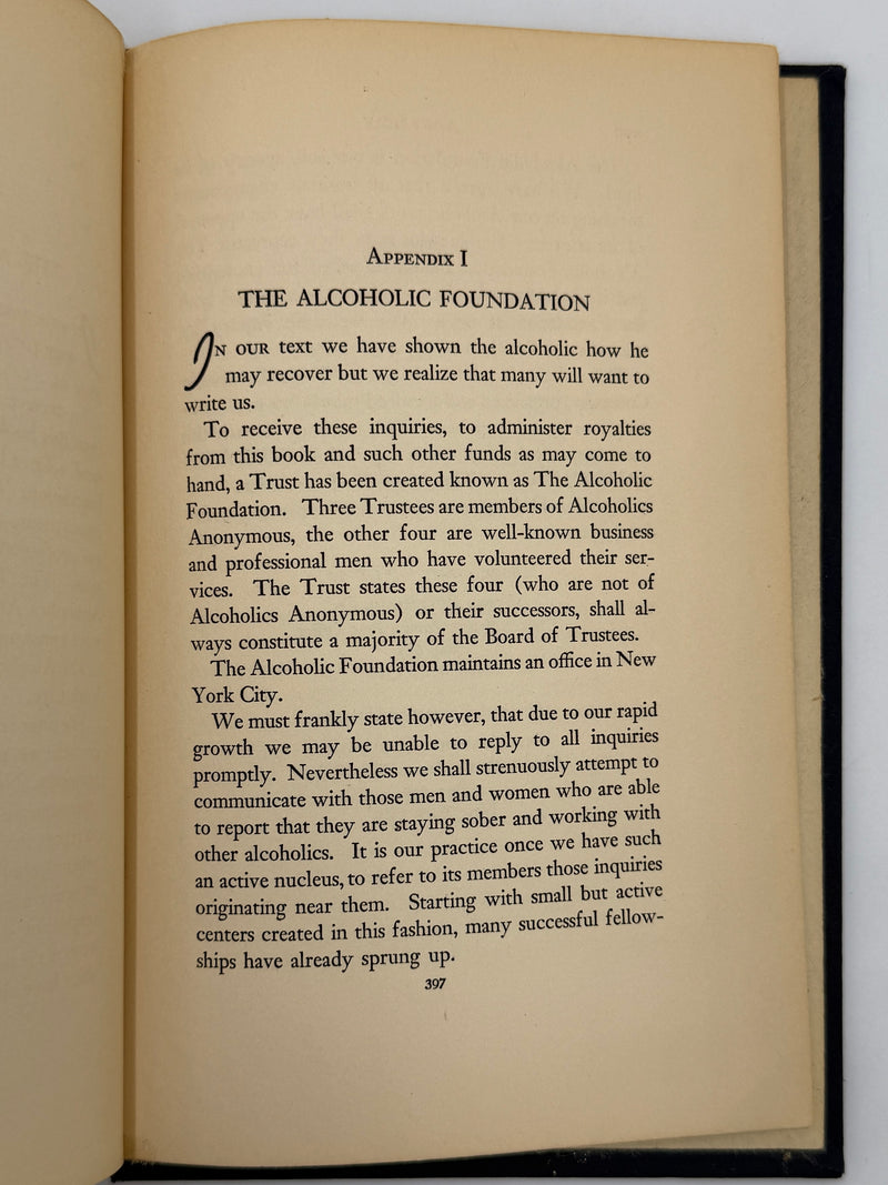 Alcoholics Anonymous Big Book First Edition 2nd Printing from 1941