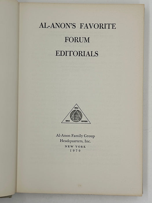 SIGNED by Lois W. - Al-Anon’s Favorite Forum Editorials - First Edition from 1970 with ODJ Recovery Collectibles