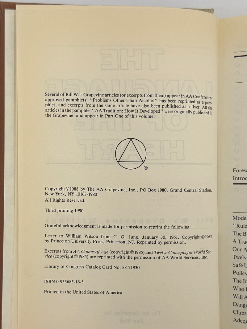The Language of the Heart: Bill W.’s Grapevine Writings - 3rd Printing 1990 - ODJ
