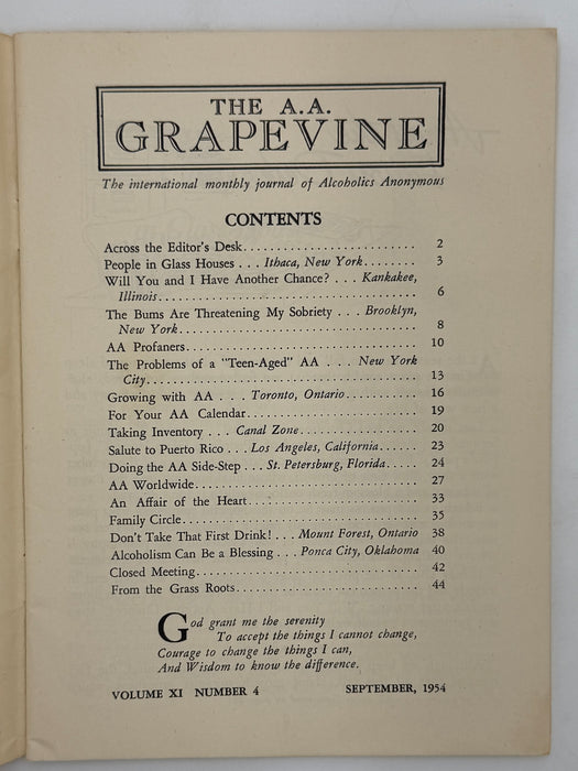 AA Grapevine from September 1954