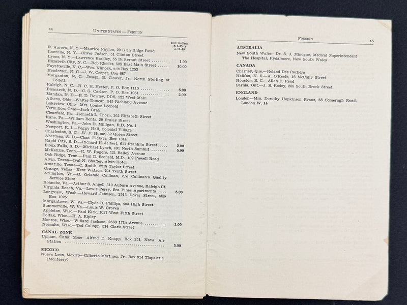 List of AA Groups as of February 1946 — Early Alcoholics Anonymous Directory