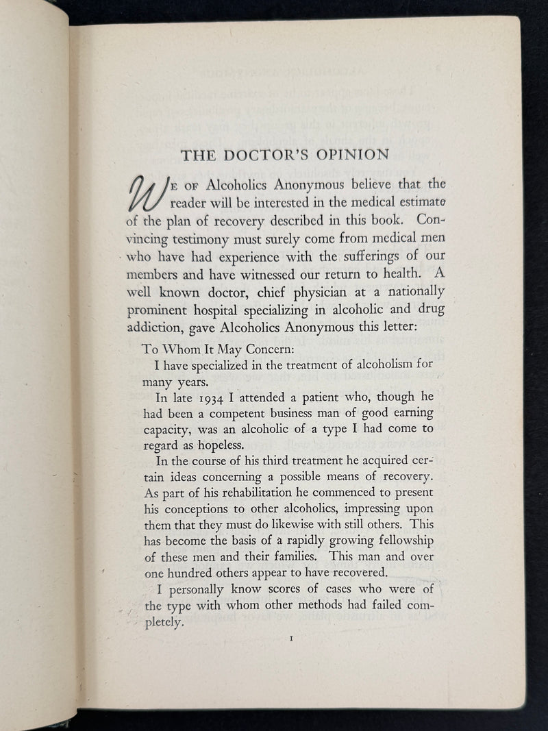 Alcoholics Anonymous — First Edition, Tenth Printing (August 1946) — Signed by Bill Wilson — Original Dust Jacket