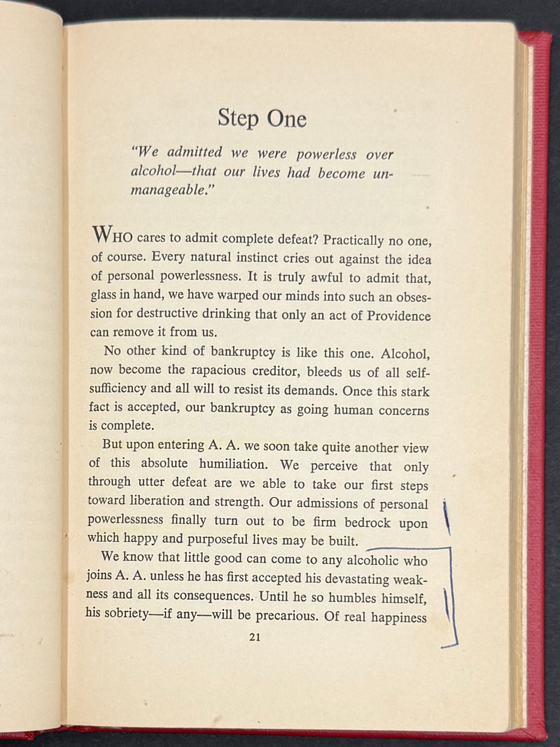 Twelve Steps and Twelve Traditions — First Edition, First Printing (1953) — Inscribed by Bill W. — Custom Bound