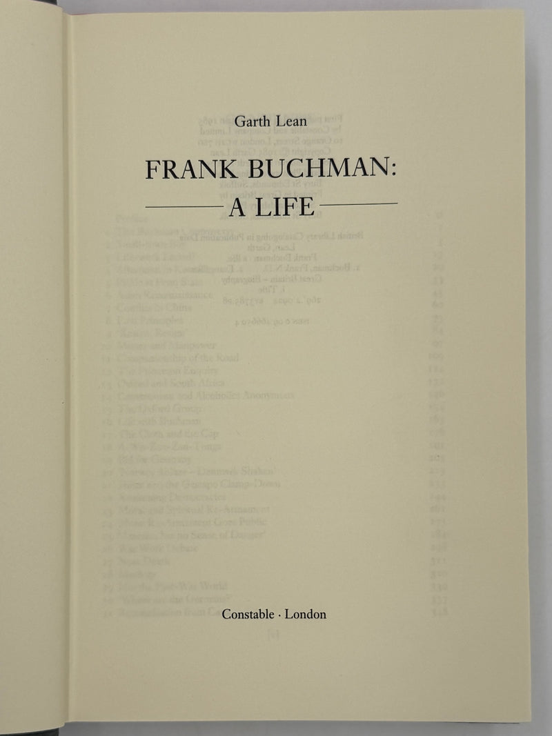 Frank Buchman: a life by Garth Lean - First Printing 1985 - ODJ