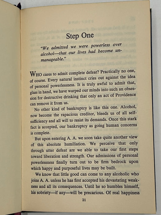 Signed by Bill W. - Twelve Steps and Twelve Traditions - First Small Hardback Printing - 1965 West Coast Collection