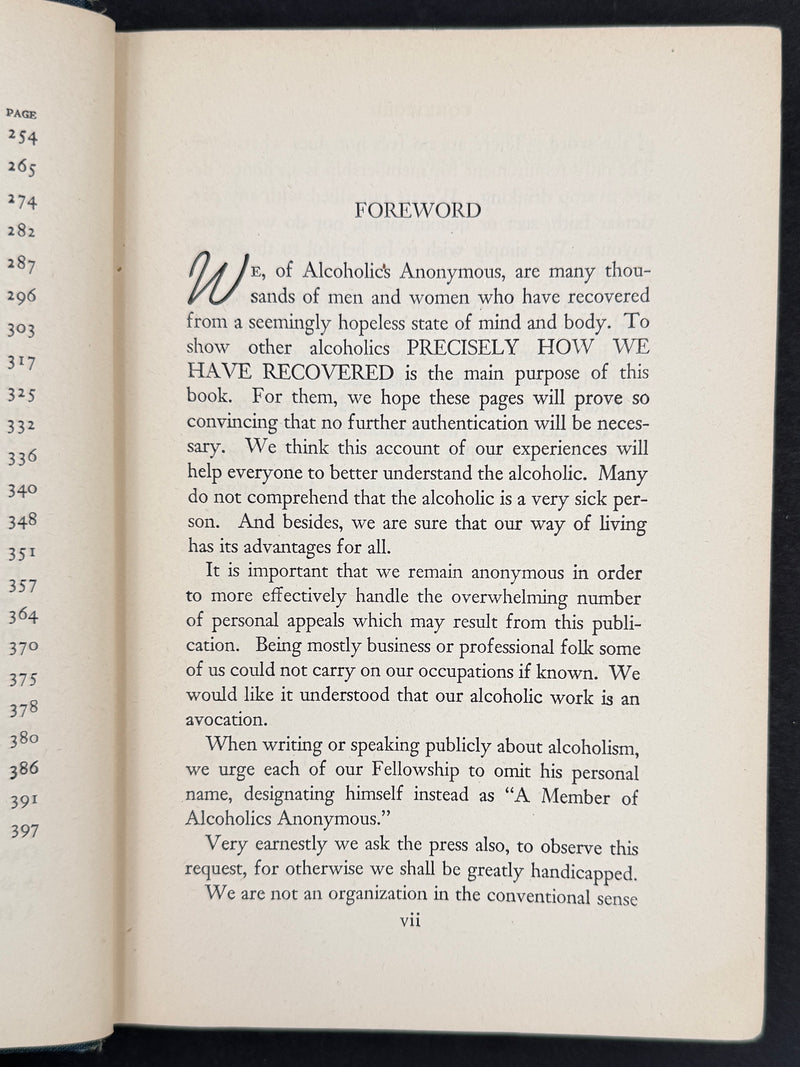 Alcoholics Anonymous — First Edition, Tenth Printing (August 1946) — Signed by Bill Wilson — Original Dust Jacket