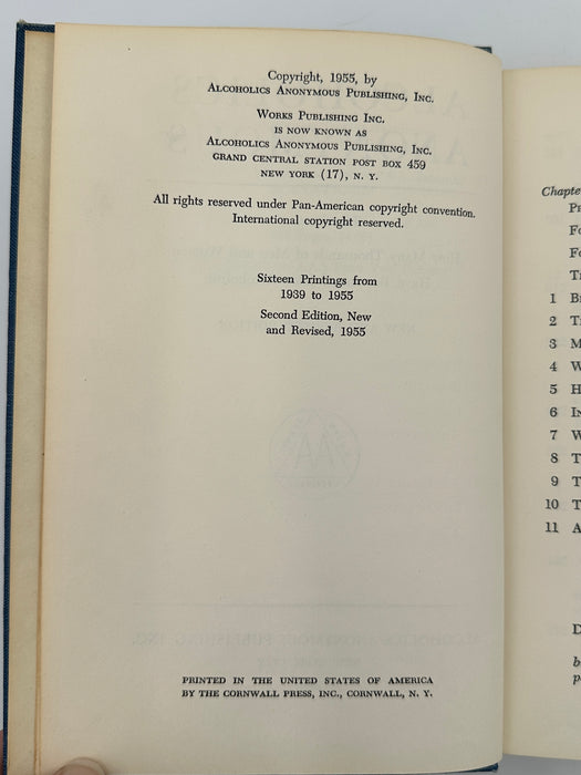 Alcoholics Anonymous Second Edition 3rd Printing from 1959 Recovery Collectibles