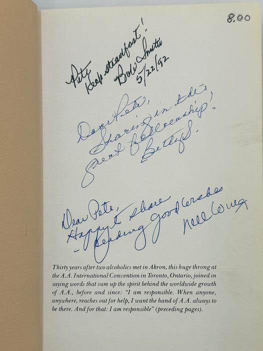 Signed by Nell Wing, Bob(Smitty)& Betty Smith - Dr. Bob and the Good Oldtimers - Second Printing from 1980