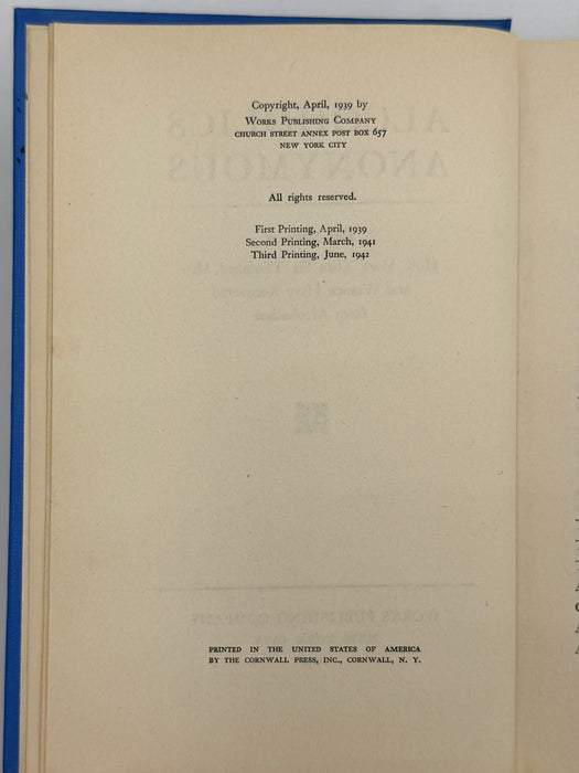 Alcoholics Anonymous First Edition Light Blue 3rd Printing from 1942 - RDJ