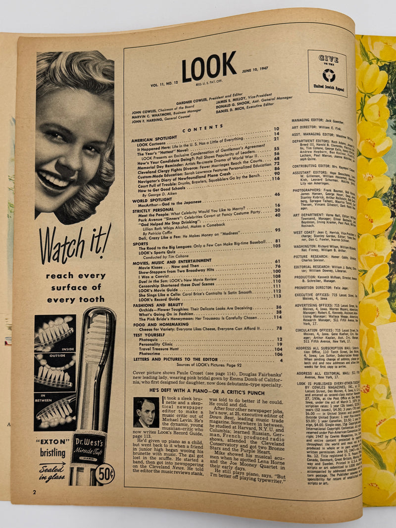 LOOK Magazine — June 10, 1947  Featuring “God Helped Me Stop Drinking: The Touching Story of Lillian Roth” by Patricia Coffin